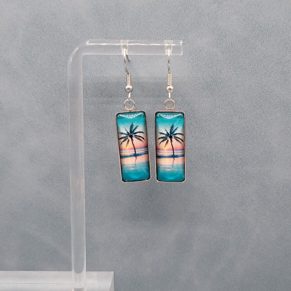 Metal Sunset Palm Tree Earrings